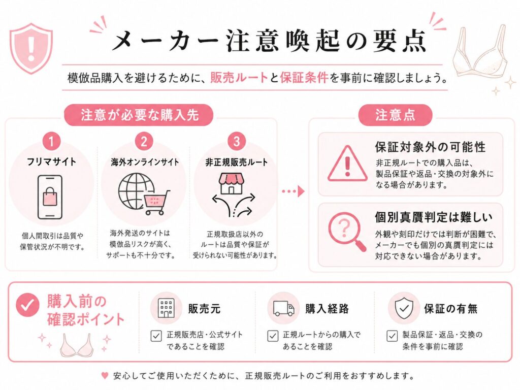 アップミースタイリングブラの偽物についてメーカーが注意喚起