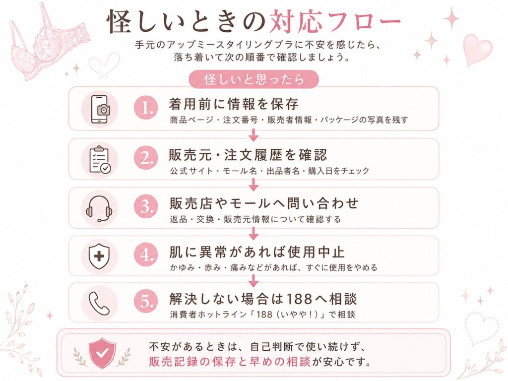 手元のアップミースタイリングブラが怪しい場合の対処方法