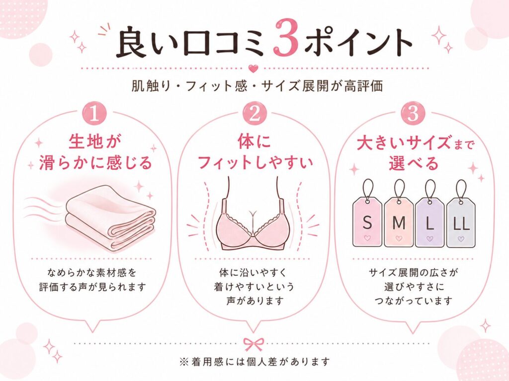emmerday!の良い口コミ|肌触り・フィット感・サイズ展開が高評価