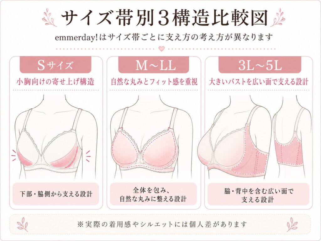 emmerday!のSサイズは小胸向けの寄せ上げ構造