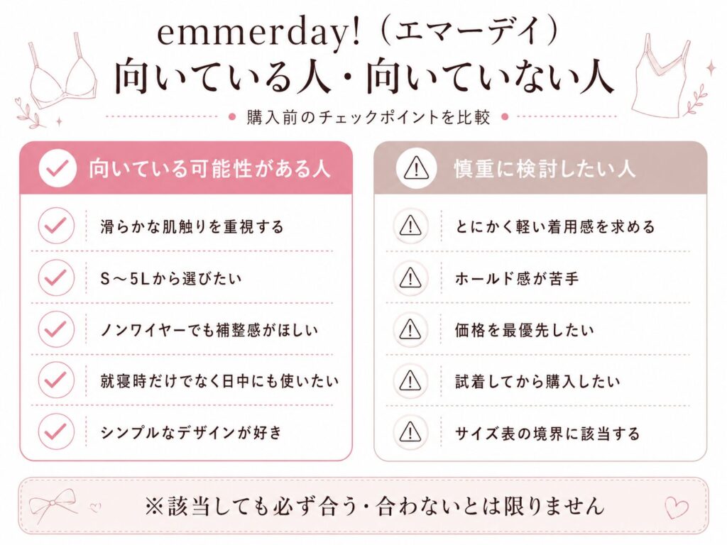 emmerday!(エマーデイ)が向いている人・向いていない人