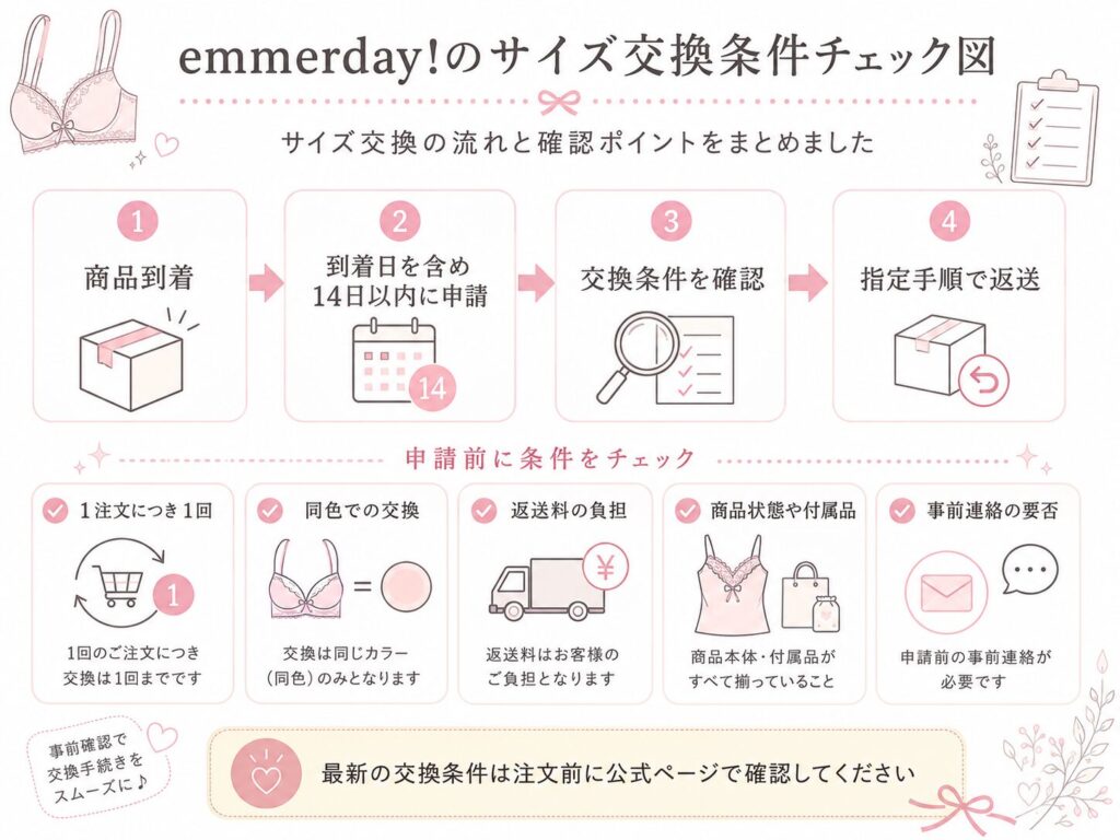 emmerday!のサイズ交換は到着日を含め14日以内