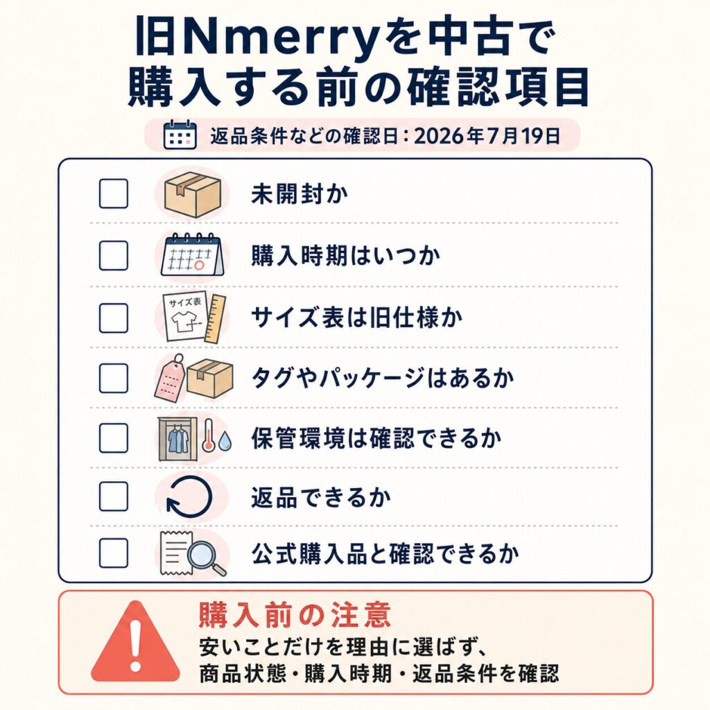 旧Nmerryをフリマや中古市場で購入する前に確認したい項目