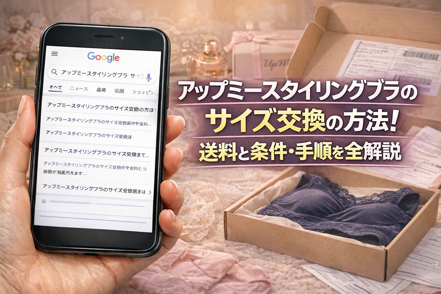 アップミースタイリングブラのサイズ交換の方法！送料と条件・手順を全解説
