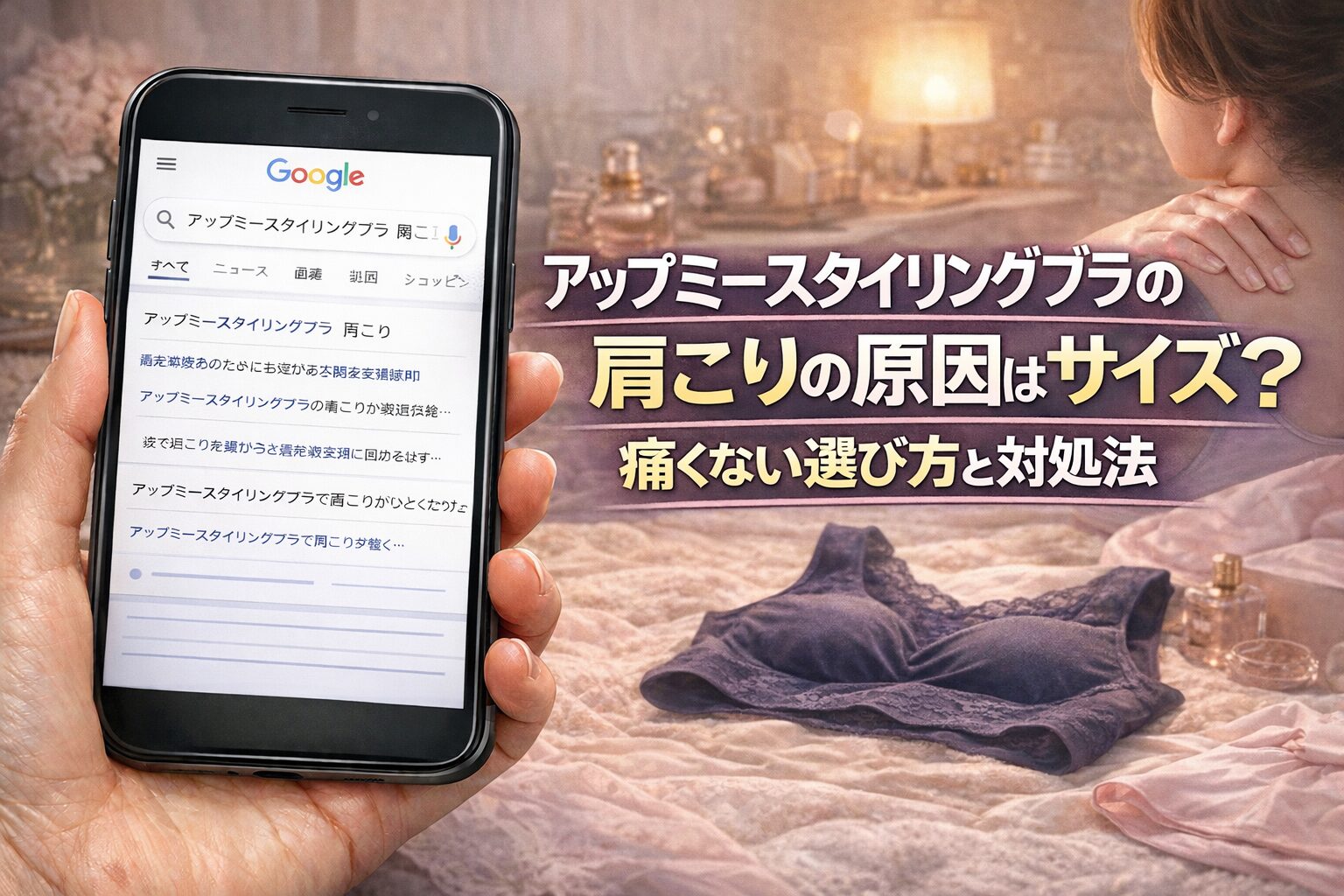 アップミースタイリングブラの肩こりの原因はサイズ?痛くない選び方と対処法