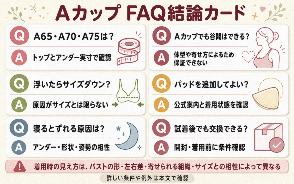 アップミースタイリングブラとAカップについてよくある質問