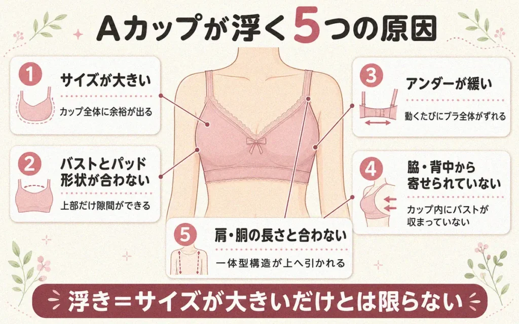 アップミースタイリングブラでAカップが浮く5つの原因