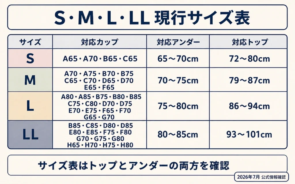 アップミースタイリングブラのサイズ表とL・LLの選び方
