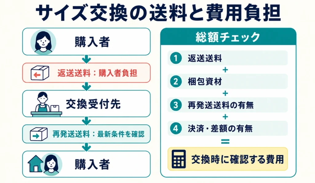 アップミースタイリングブラのサイズ交換にかかる送料と費用負担